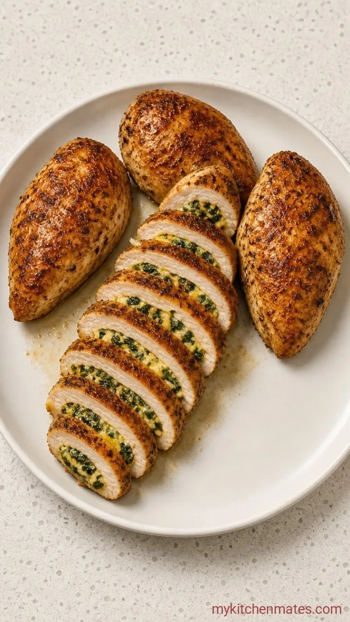 Creamy Air Fryer Stuffed Chicken Breast with Spinach & Cheese Step 4: Slice and Serve
