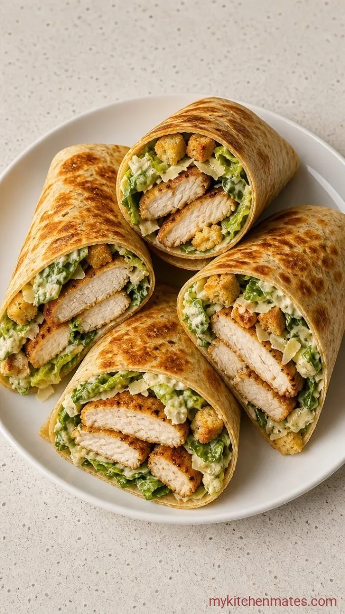 15-Minute Chicken Caesar Wraps Step 4: Slice and Serve