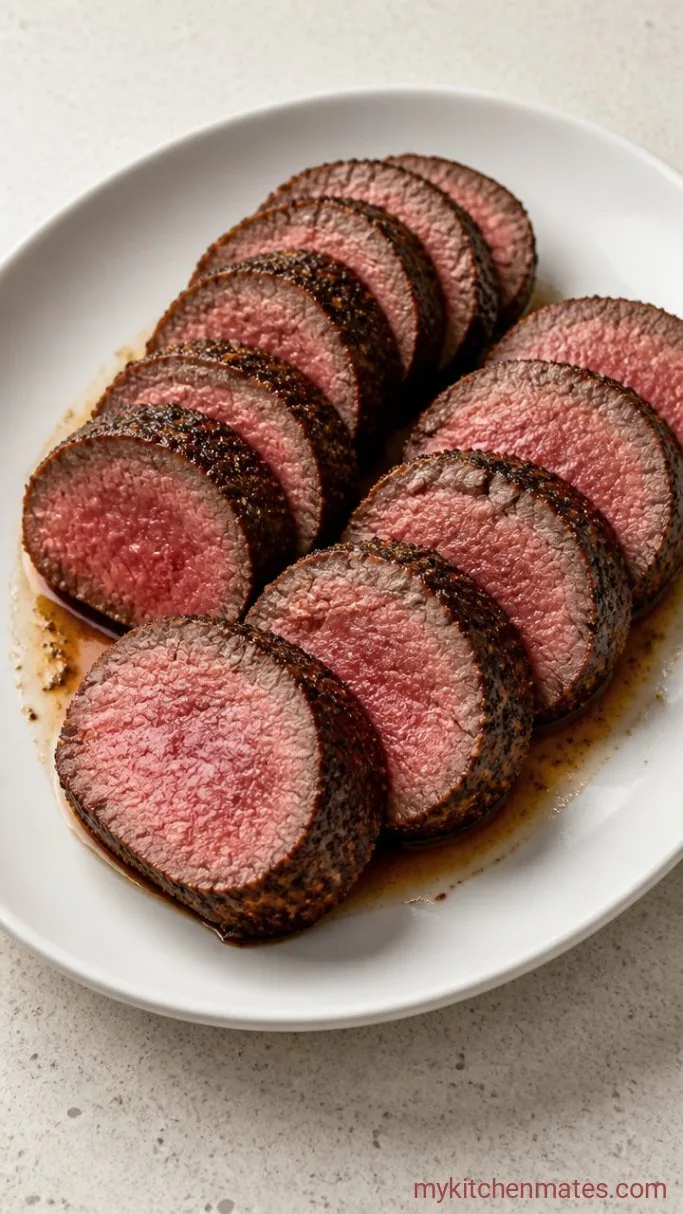 Weeknight Marinated Beef Tenderloin with Garlic and Rosemary Step 4: Slice and Serve