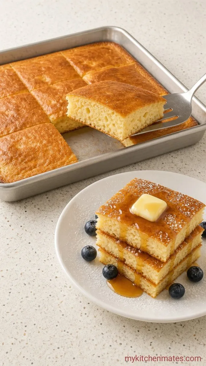 Fluffy Sheet Pan Pancakes (No Flipping Required) Step 4: Slice and Serve