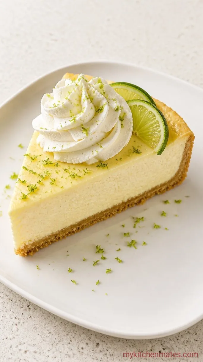 Creamy Key Lime Cheesecake with a Graham Cracker Crust Step 4: Slice and Serve