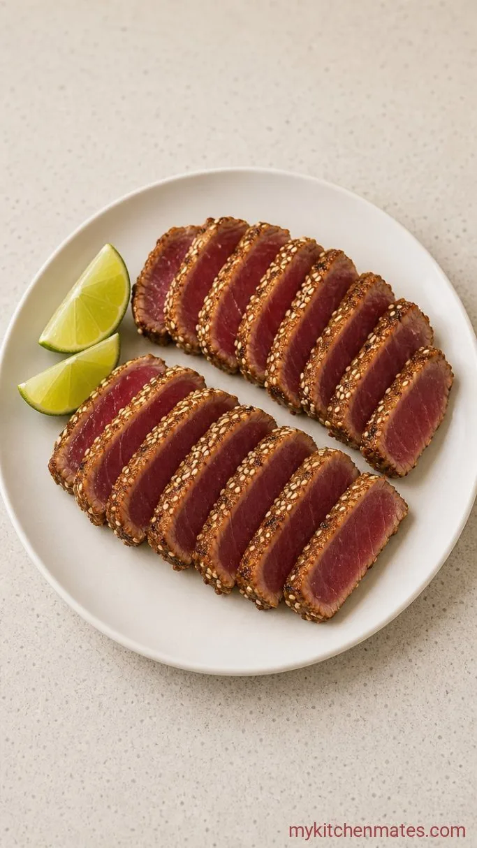 Juicy Air Fryer Tuna Steaks (12 Minutes) Step 4: Slice and Serve