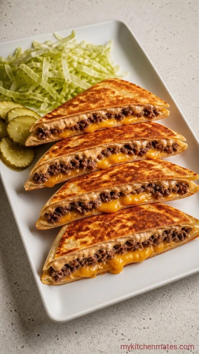 Crispy Smash Burger Quesadilla (One Pan, 15 Minutes) Step 4: Slice and Serve
