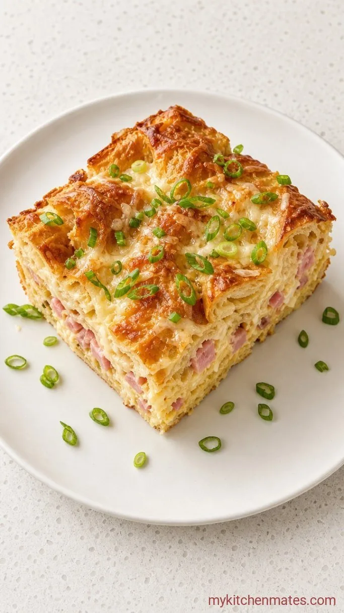 Overnight Croissant Breakfast Casserole Step 4: Slice and Serve