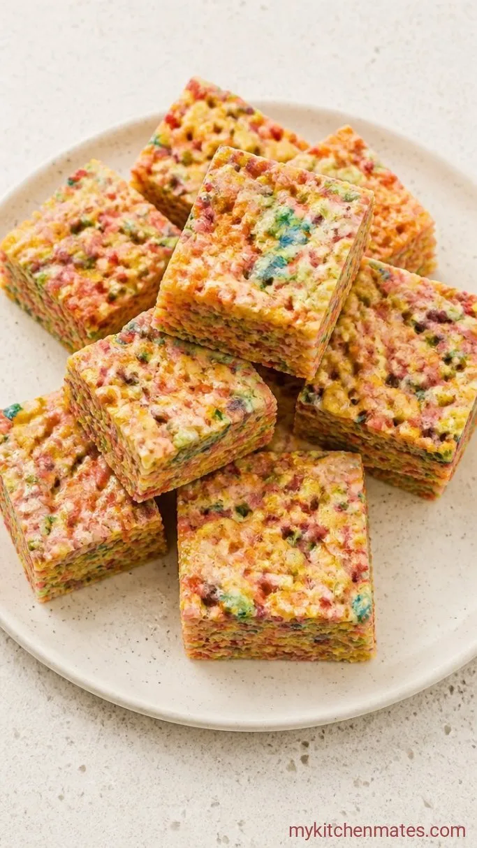 10-Minute Fruity Pebbles Rice Krispie Treats Step 4: Slice and Serve