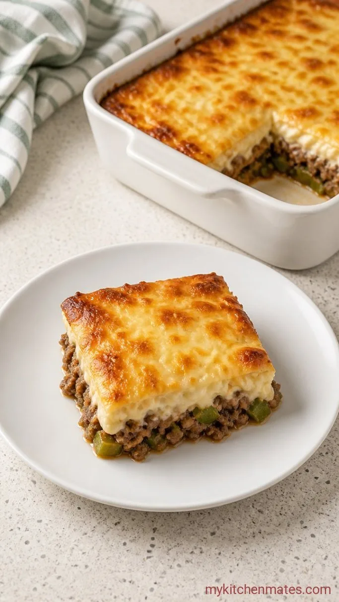 Quick Low Carb Philly Cheesesteak Casserole Step 4: Slice and Serve