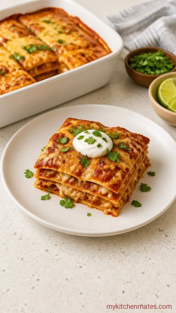 Easy Cheese Enchilada Casserole (No Rolling Needed) Step 4: Slice and Serve