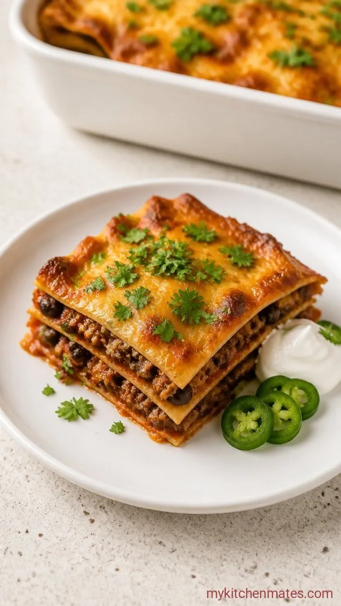 Family-Favorite Mexican Lasagna with Tortillas Step 4: Slice and Serve