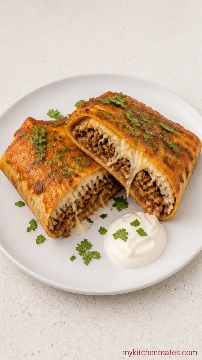 Grilled Cheese Burrito with a Crispy Cheese Crust Step 4: Slice and Serve