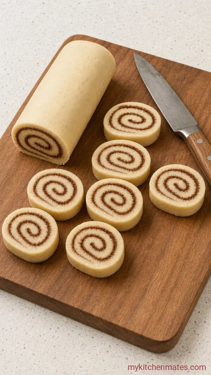 Soft Cinnamon Roll Cookies with Brown Sugar Swirl Step 4: Slice the Dough Log