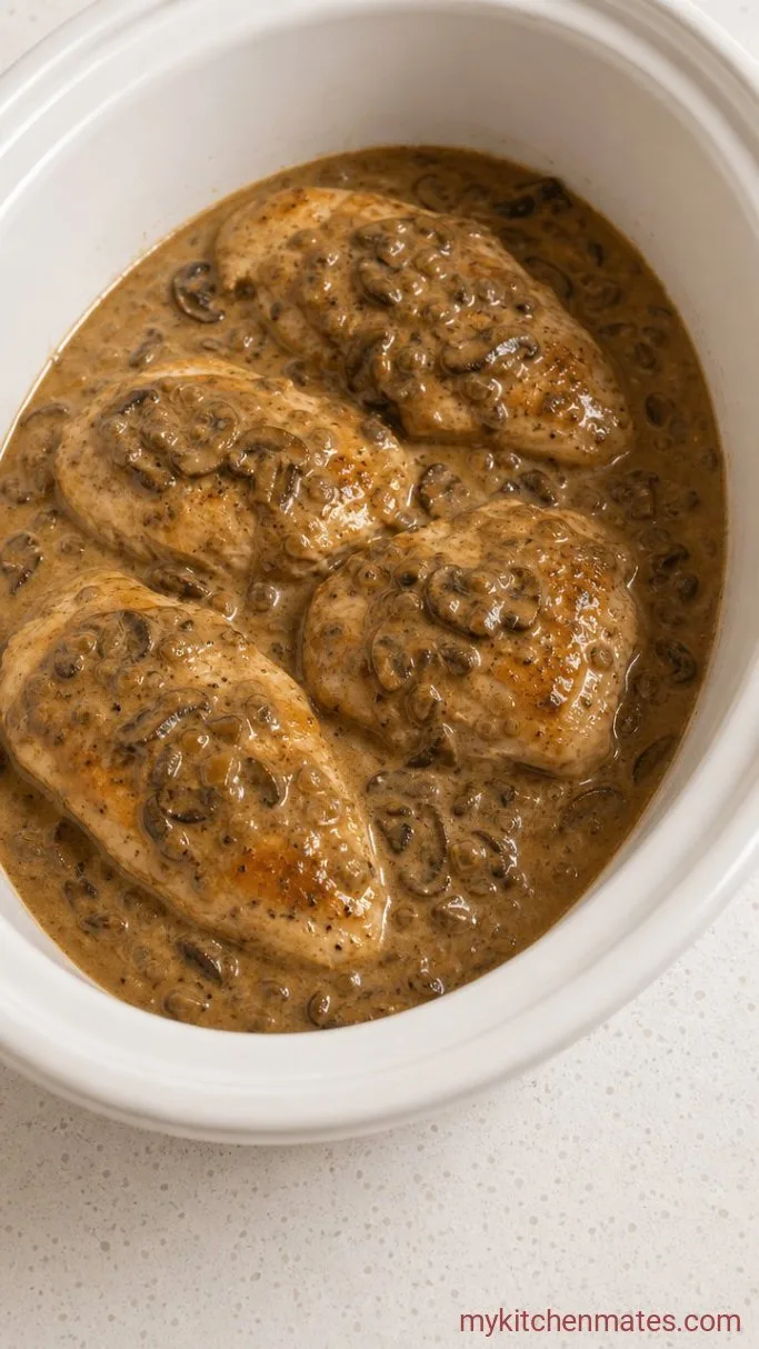 Crockpot Smothered Chicken (Tender and Rich) Step 4: Slow Cook the Chicken