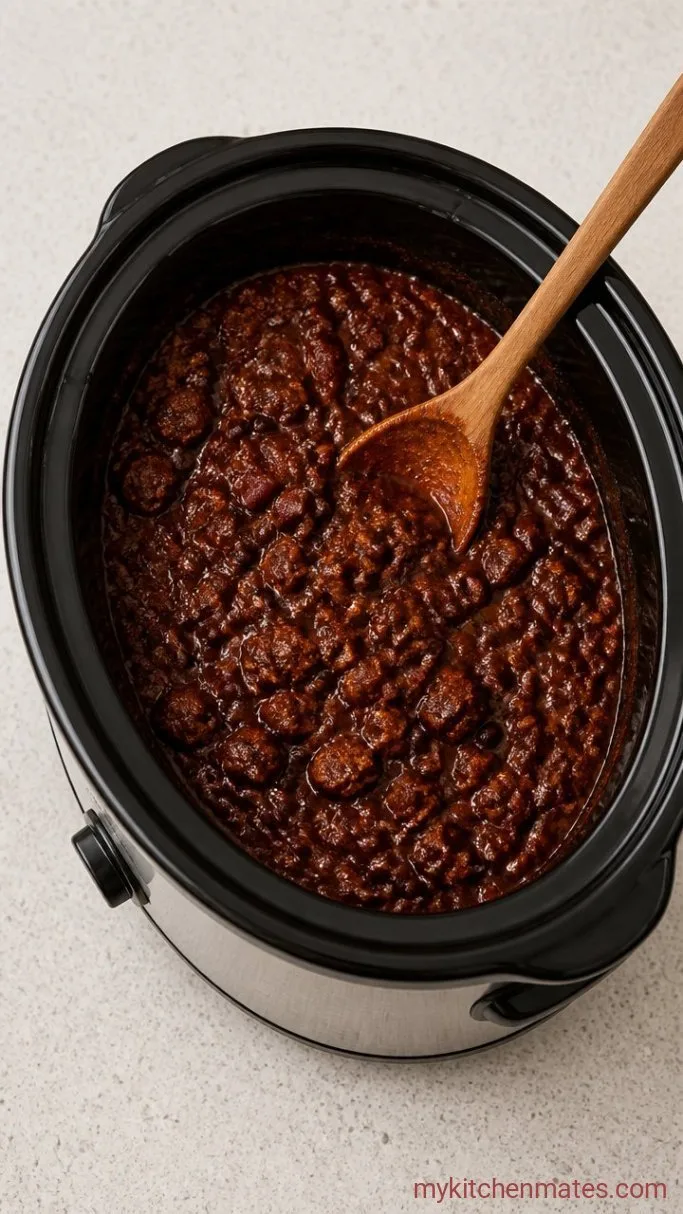 Slow Cooker Steak Chili Step 4: Slow Cook the Chili