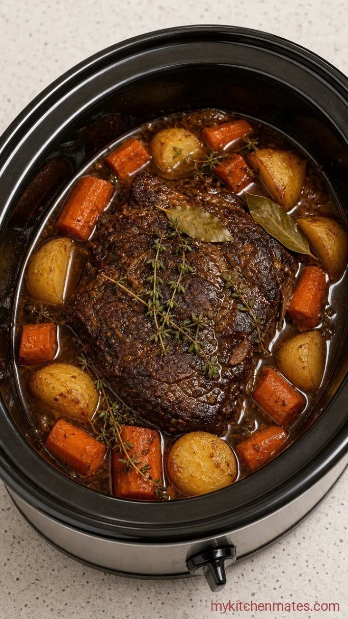Fall-Apart Tender Crockpot Chuck Roast Step 4: Slow Cook the Roast and Vegetables