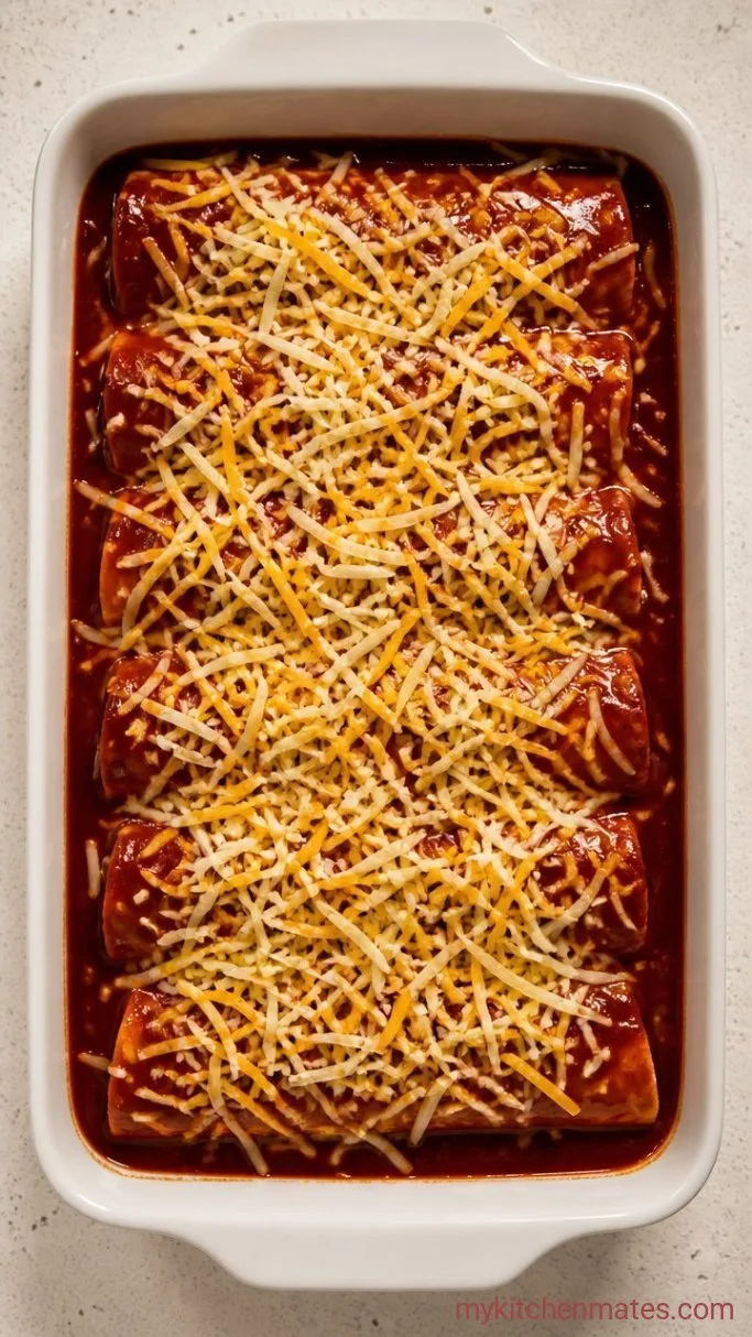 Easy Baked Wet Burrito with Ground Beef Step 4: Smother and Top