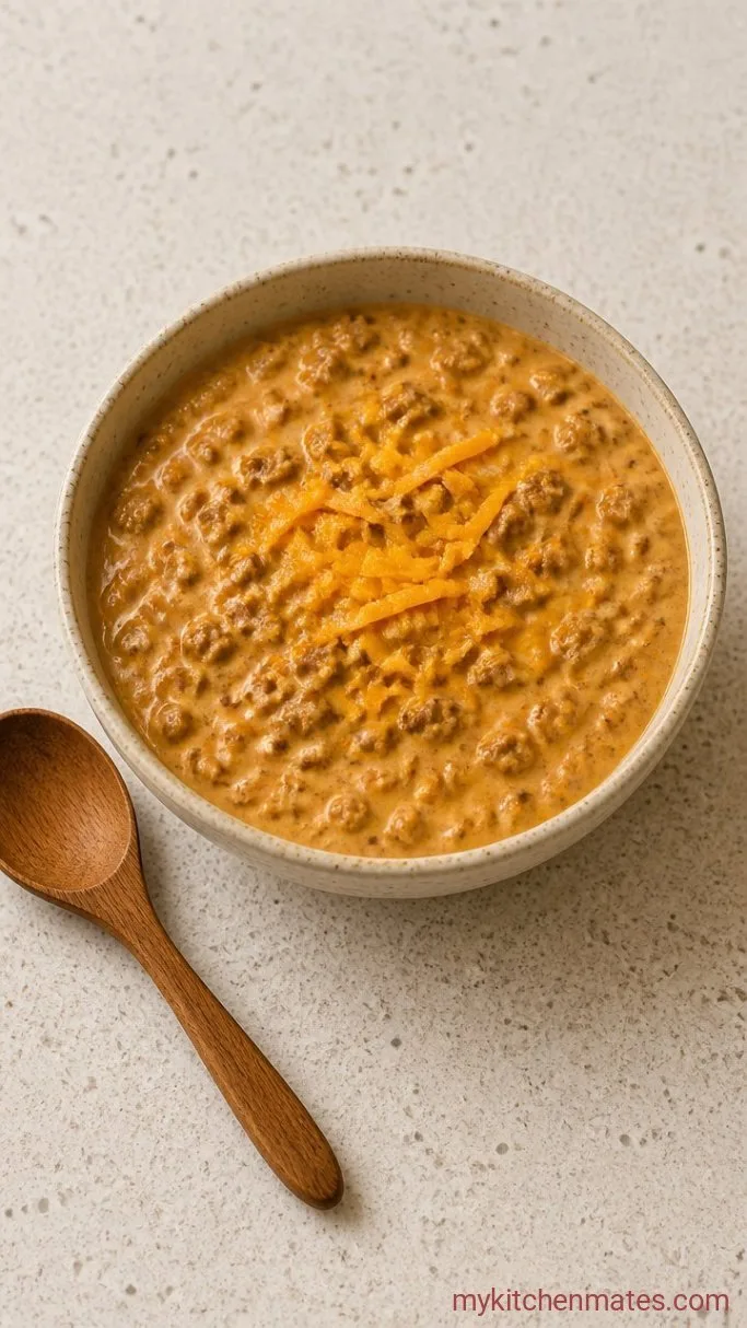 Easy Creamy Beef Nacho Dip (Ready in 15 Minutes) Step 4: Spoon Into a Serving Bowl