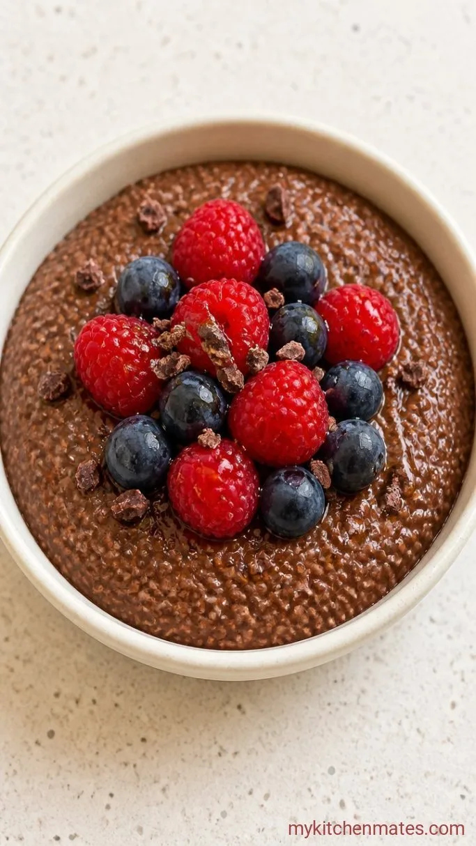 Creamy 4-Ingredient Chocolate Chia Pudding Step 4: Spoon into Bowls and Add Toppings