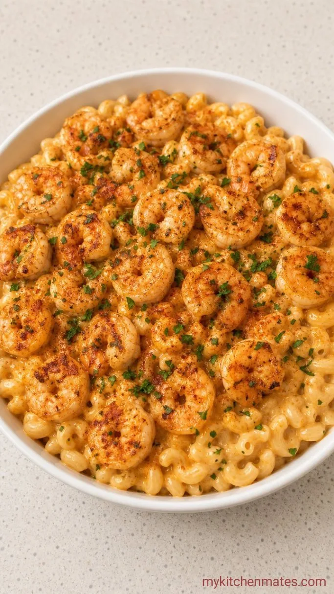 Creamy Garlic Shrimp Mac and Cheese Step 4: Spoon into Bowls and Garnish