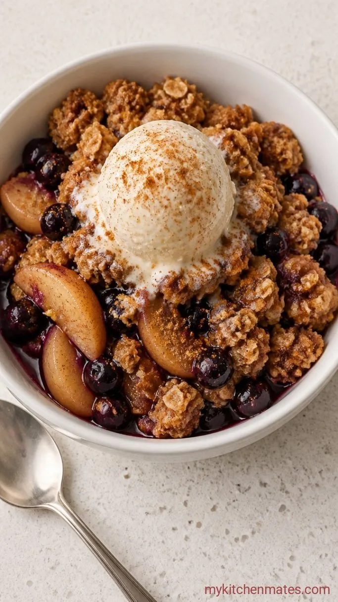 Apple Blueberry Crisp with Oat Crumble Step 4: Spoon It Warm