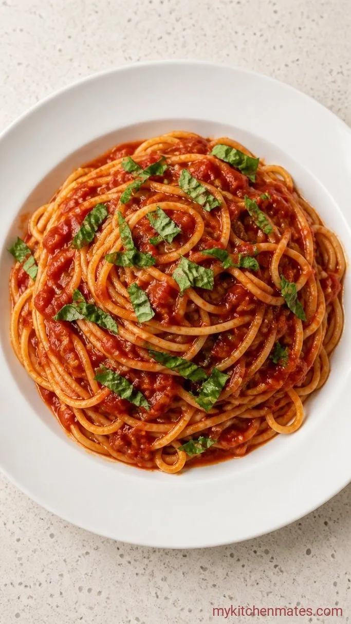 Classic Marinara Sauce Step 4: Spoon Over Pasta and Finish