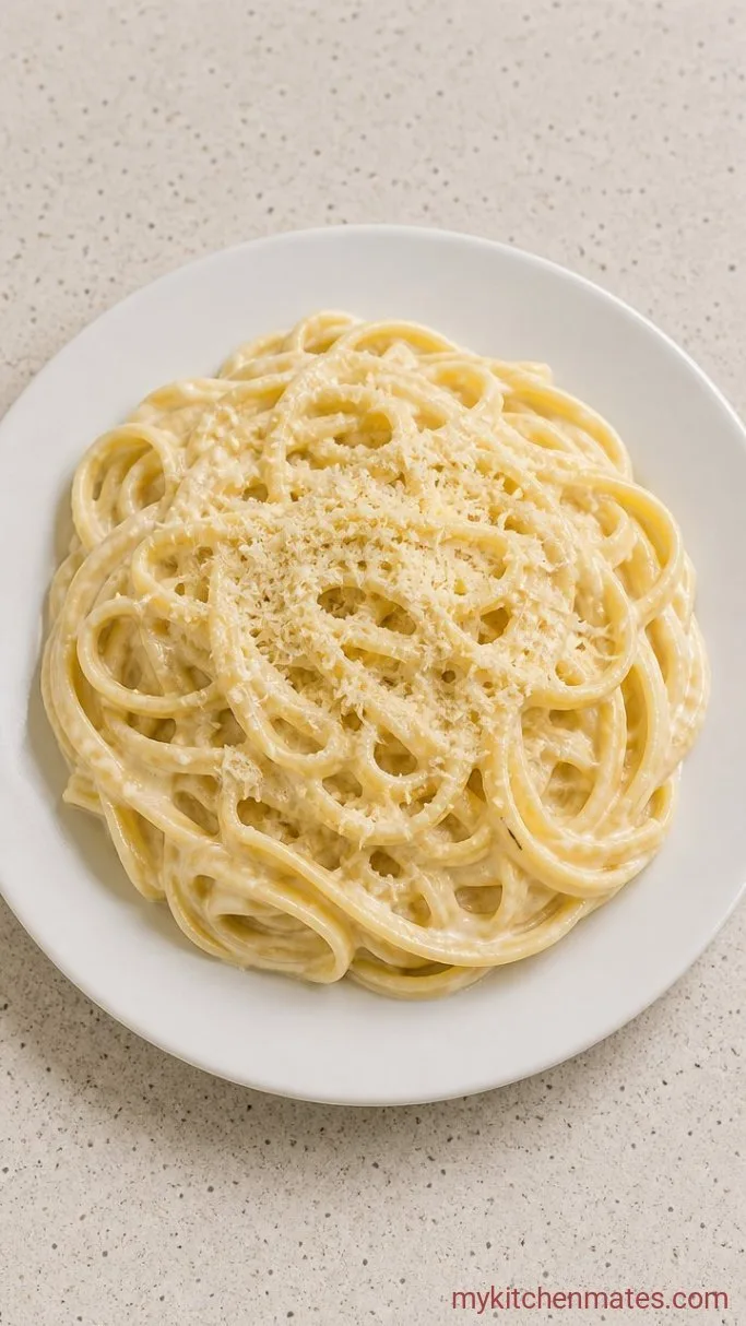 Creamy High-Protein Alfredo Sauce (No Heavy Cream, 5 Minutes) Step 4: Spoon Over Pasta and Grate on More Parmesan
