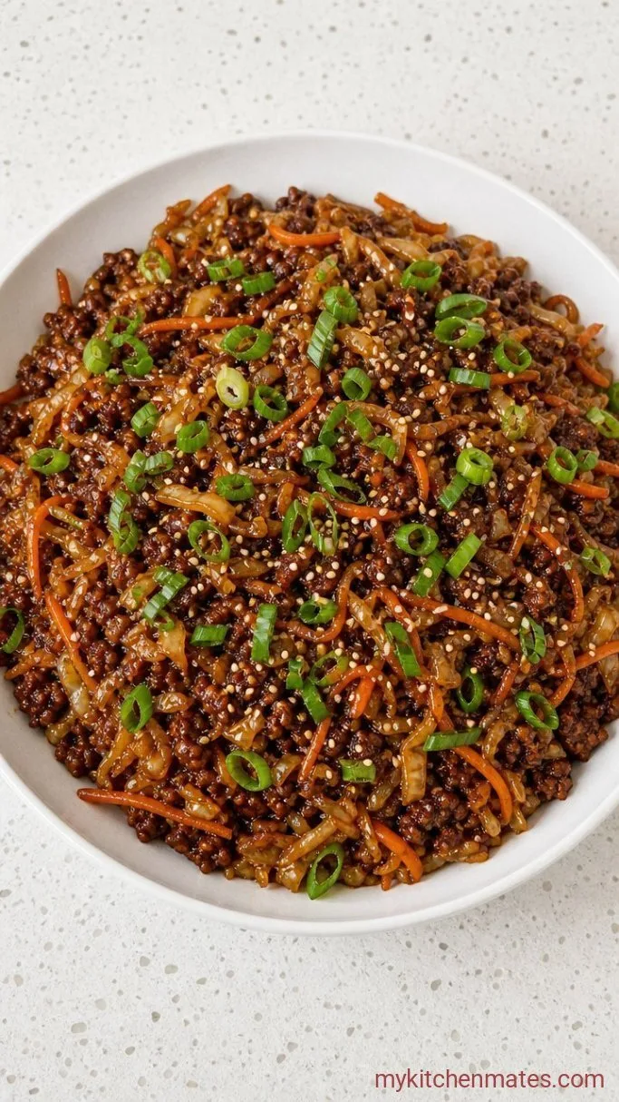 Quick Ground Beef Egg Roll in a Bowl Step 4: Sprinkle and Serve