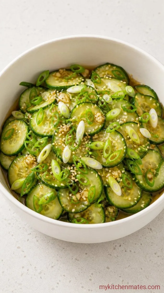 Sweet and Tangy Marinated Cucumber Salad Step 4: Sprinkle with Scallions and Serve