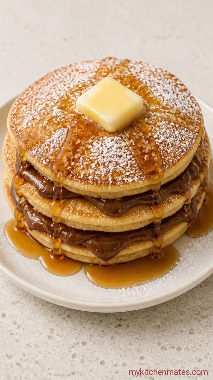 Fluffy Nutella Stuffed Pancakes Step 4: Stack and Serve