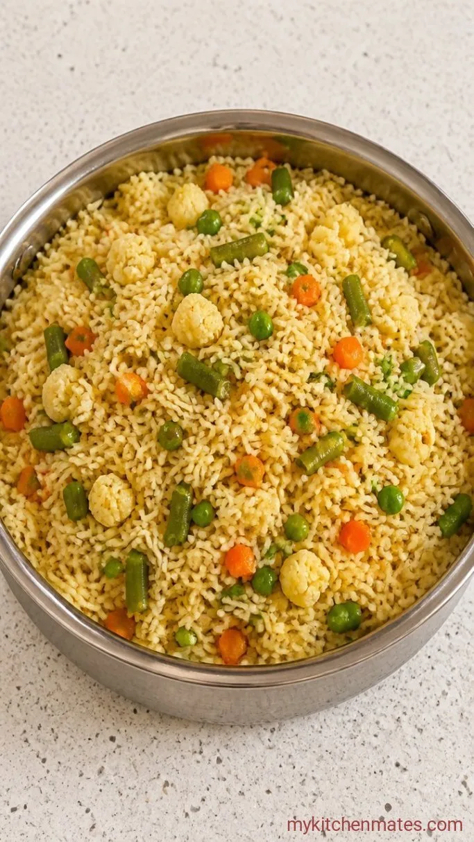 Fragrant Vegetable Pulao (Indian Rice Pilaf) Step 4: Steam and Fluff the Pulao