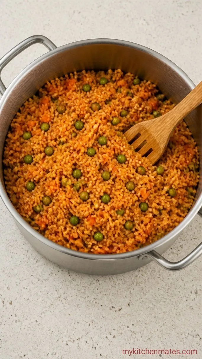 Fluffy Restaurant-Style Mexican Rice Step 4: Steam the Vegetables and Fluff