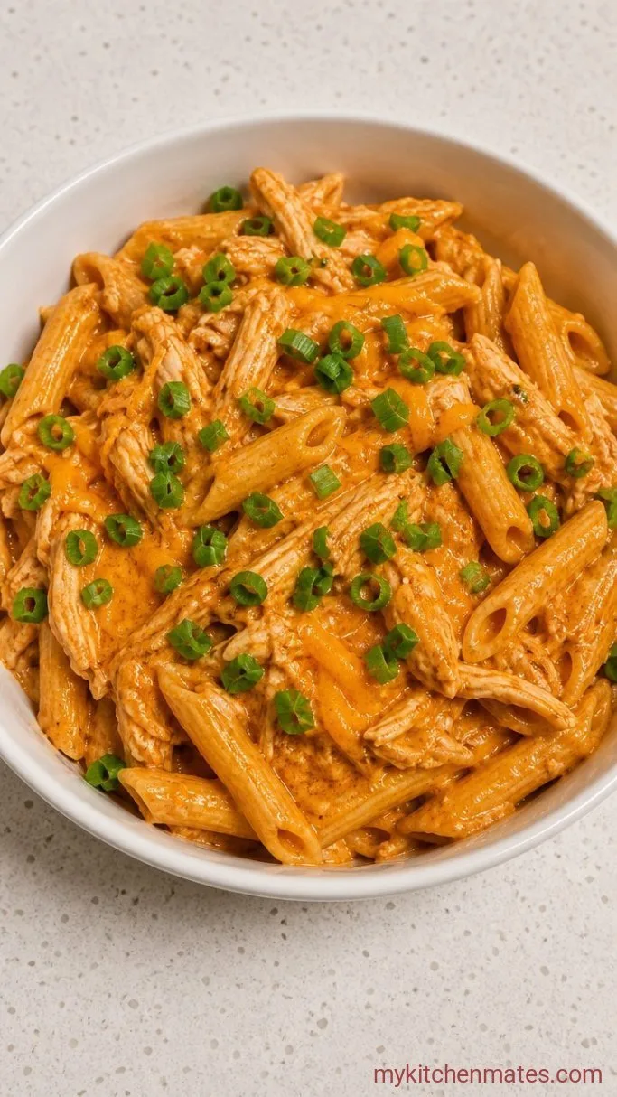 Creamy Crockpot Buffalo Chicken Pasta Step 4: Stir in the Cheese and Serve