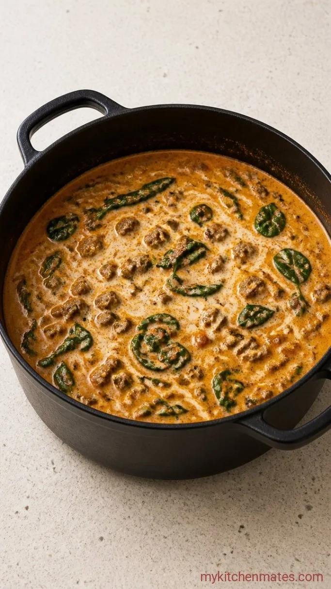 Step 4: Stir in the Cream and Wilt the Spinach