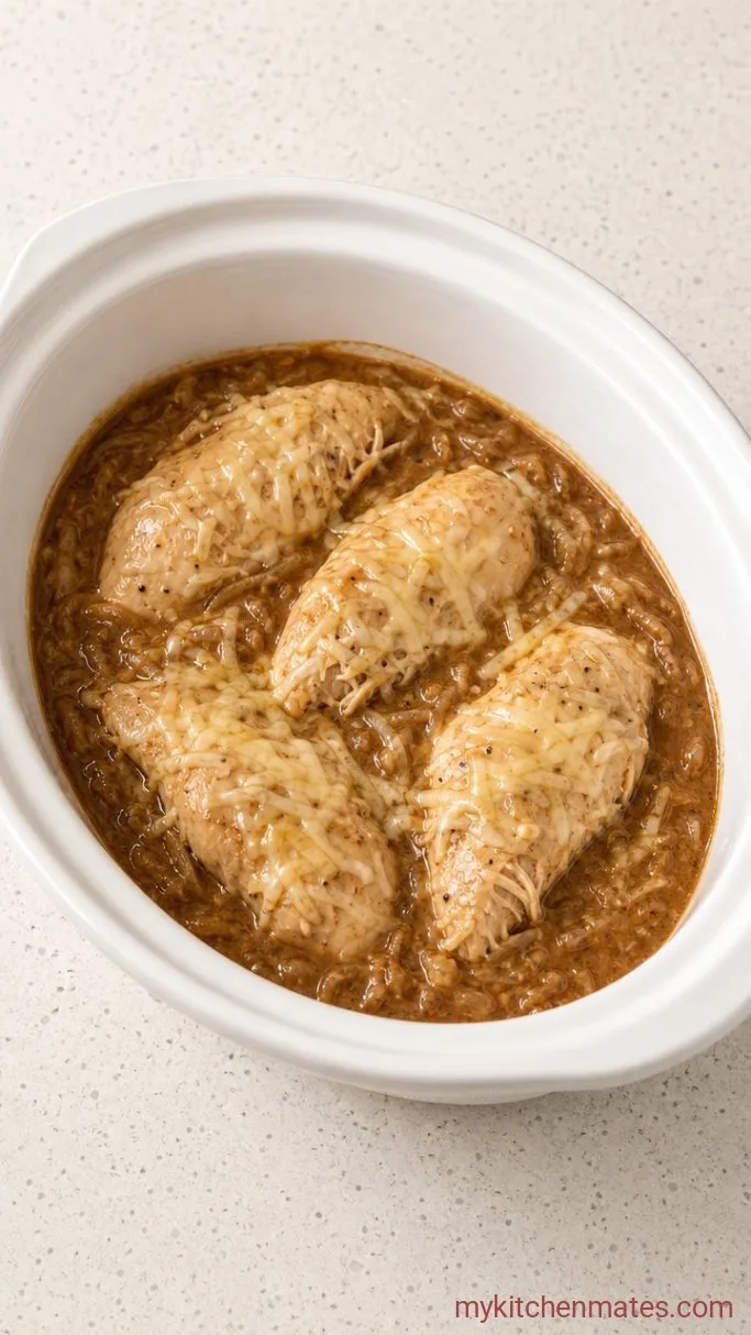 Creamy Crockpot French Onion Chicken Step 4: Stir in the Cream Cheese