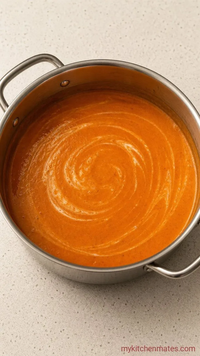 30-Minute Copycat Panera Tomato Soup Step 4: Stir in the Cream