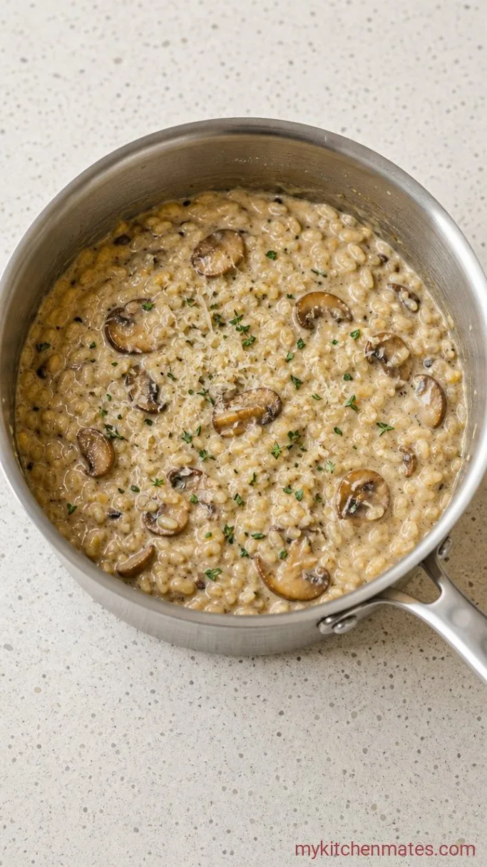 Savory Mushroom Parmesan Steel-Cut Oatmeal Step 4: Stir in the Parmesan