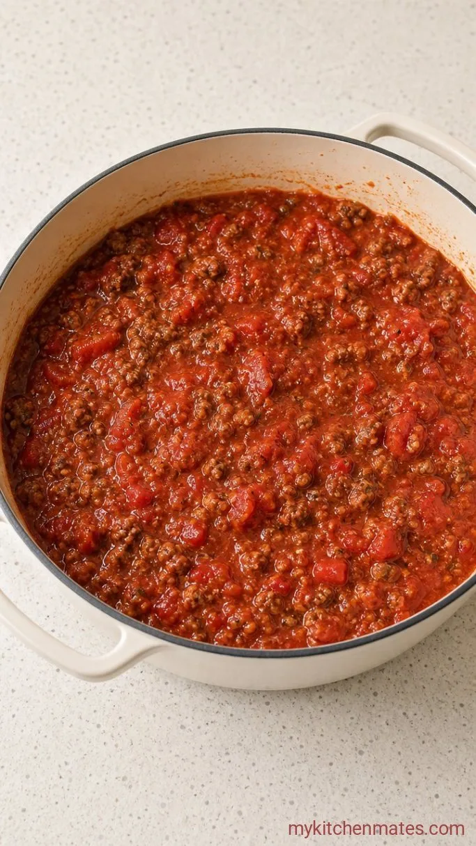 Slow-Simmered Classic Spaghetti Sauce Step 4: Stir in the Tomatoes and Seasonings