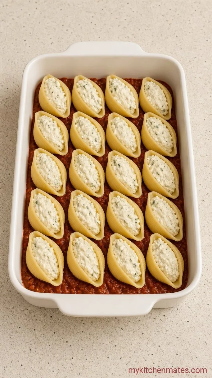 Stuffed Shells with Ground Beef and Melty Mozzarella Step 4: Stuff and Arrange the Shells