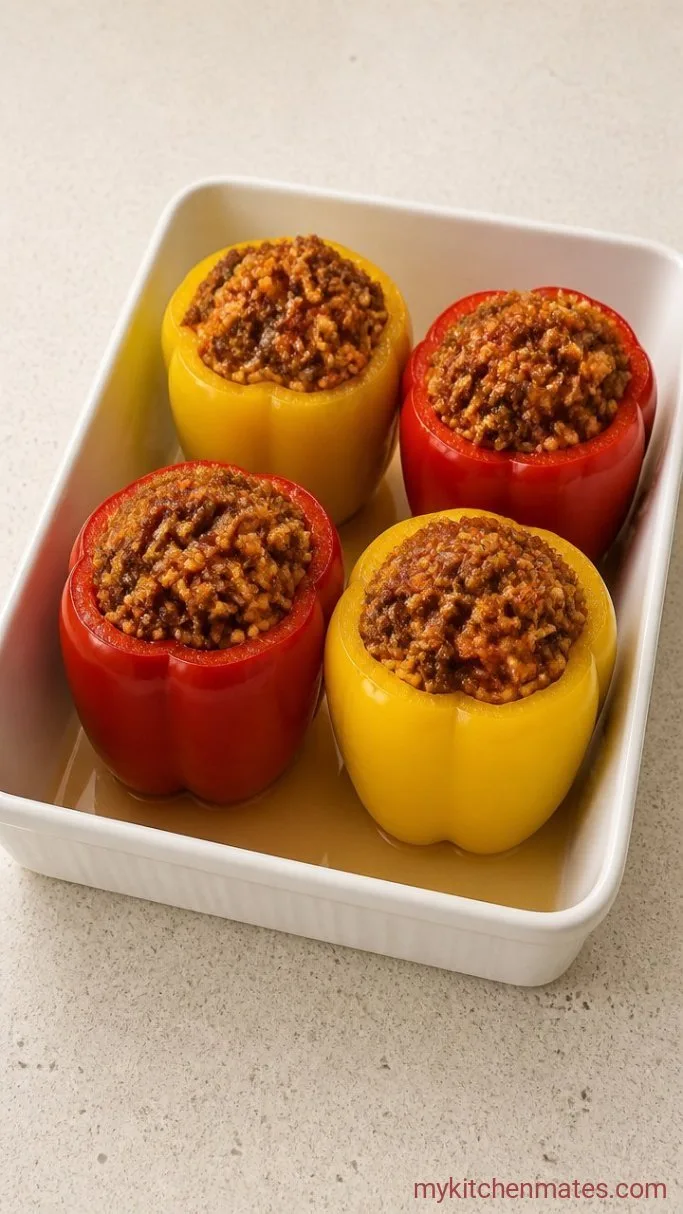 Classic Stuffed Peppers with Rice and Beef Step 4: Stuff and Bake