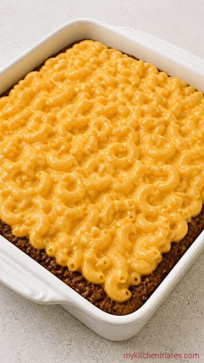 One-Pan Mac and Cheese Meatloaf Casserole Step 4: Top and Bake the Casserole