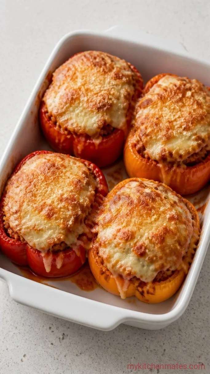 Hearty Italian Stuffed Peppers with Sausage and Mozzarella Step 4: Top and Bake Until Bubbly