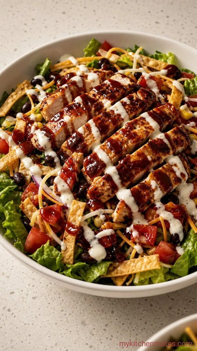 20-Minute BBQ Ranch Chicken Salad Step 4: Top and Drizzle with Ranch