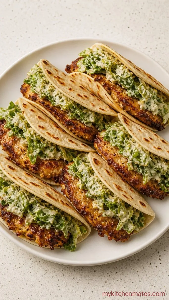 20-Minute Crispy Chicken Caesar Smash Tacos Step 4: Top and Fold