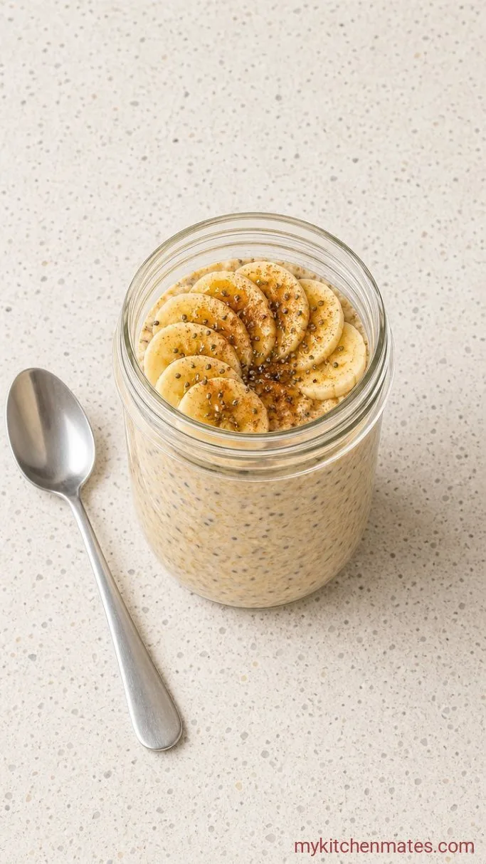 Creamy Banana Overnight Oats Step 4: Top and Serve