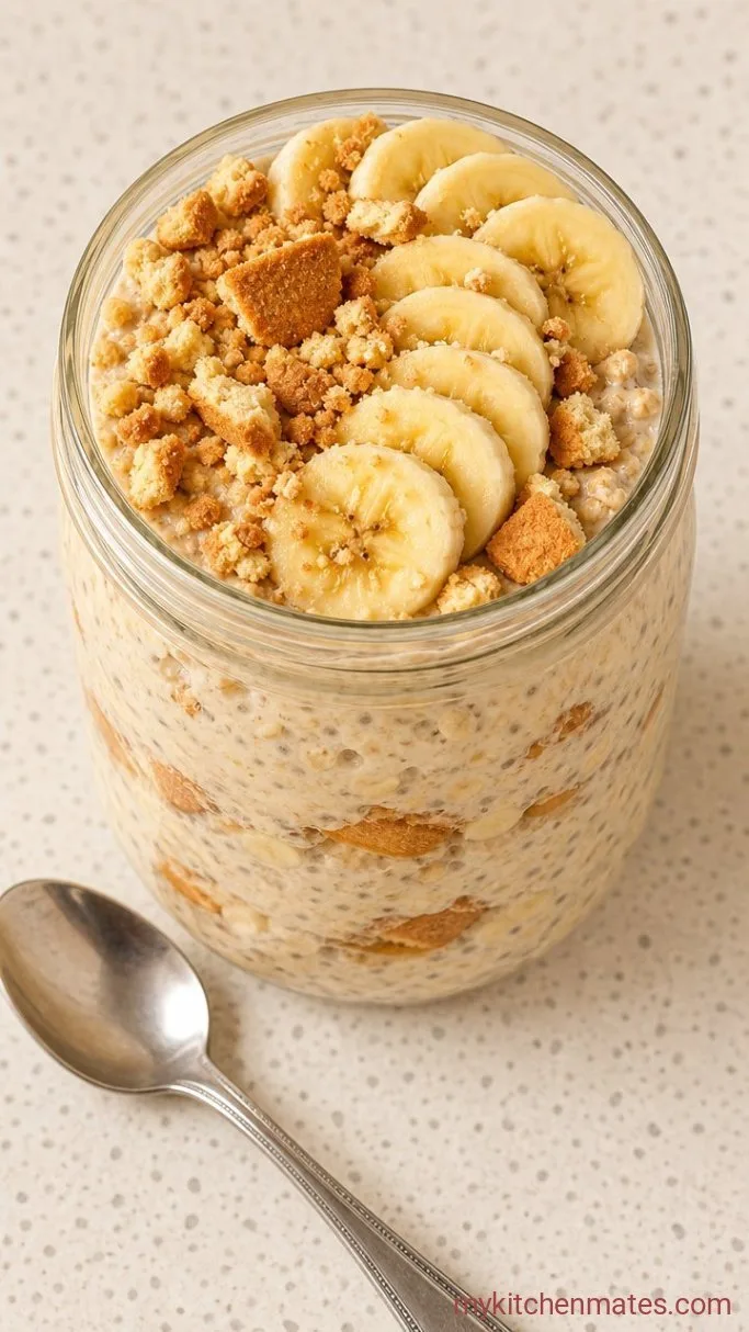 Creamy Banana Pudding Overnight Oats (No-Cook, 10-Min Prep) Step 4: Top and Serve