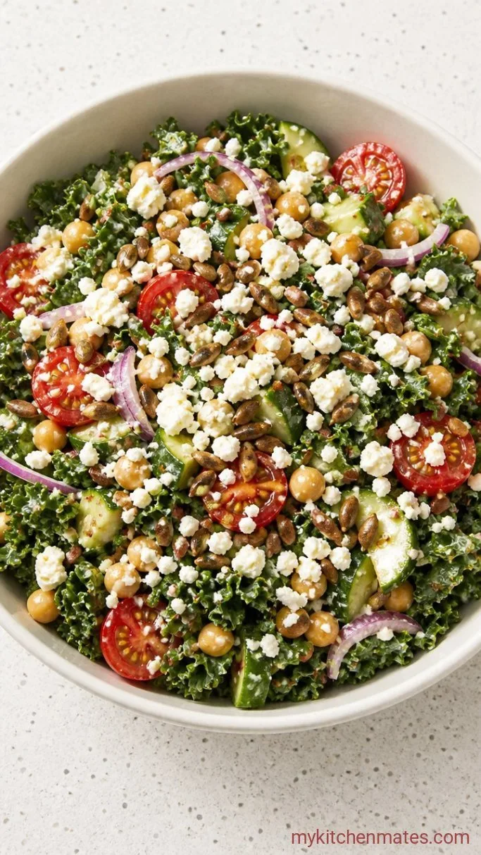15-Minute Kale Chickpea Salad Step 4: Top and Serve