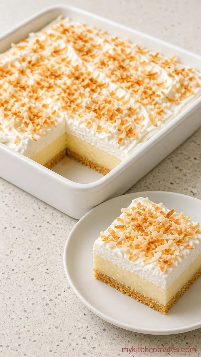 Creamy Coconut Cream Pie Bars with Toasted Coconut Step 4: Top and Serve