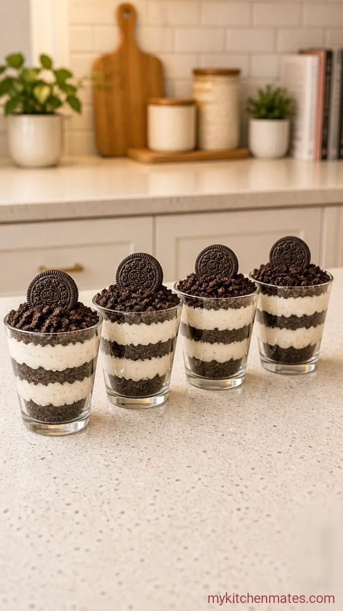 No-Bake Oreo Parfait Cups Step 4: Top and Serve