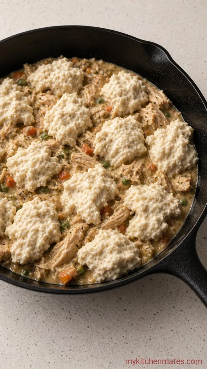 Creamy Chicken and Biscuits (One-Dish Dinner) Step 4: Top the Casserole