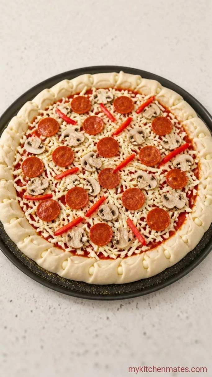 Stuffed Crust Pizza That’s Actually Easy to Make at Home Step 4: Top the Pizza