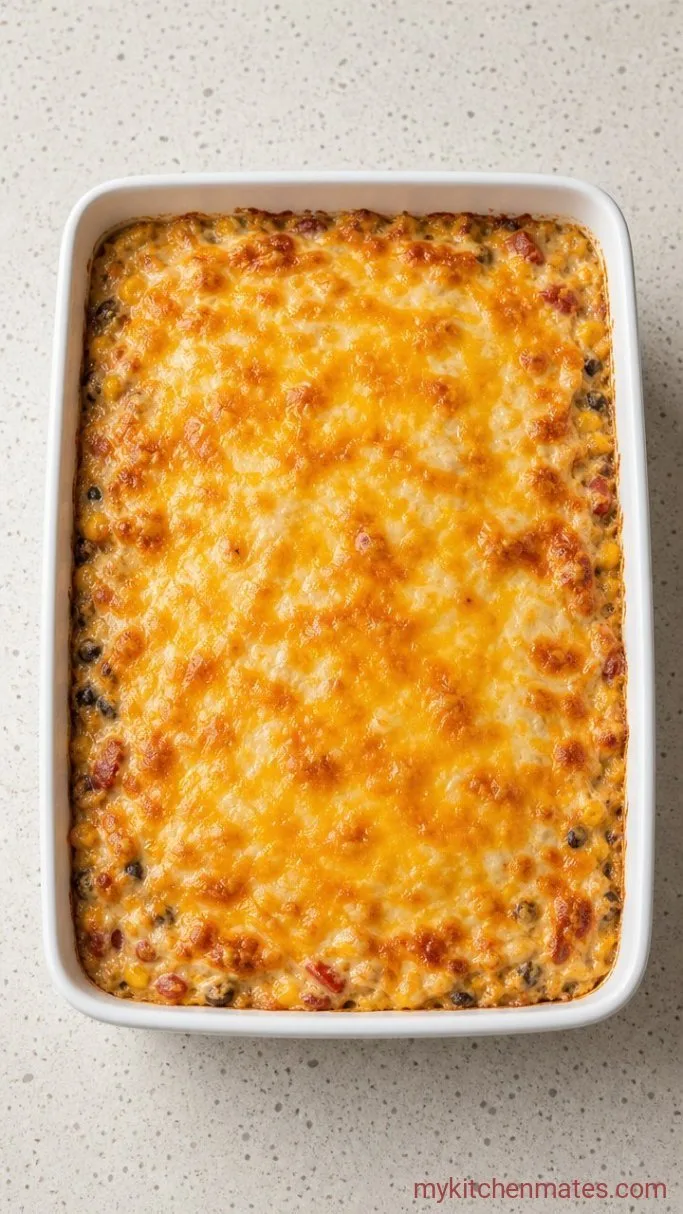 Quick Weeknight Southwest Chicken Casserole Step 4: Top with Cheese and Bake