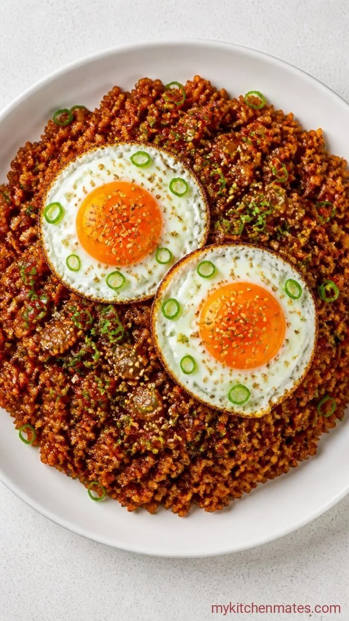 15-Minute Korean Fried Rice with Gochujang Step 4: Top with Fried Eggs and Serve